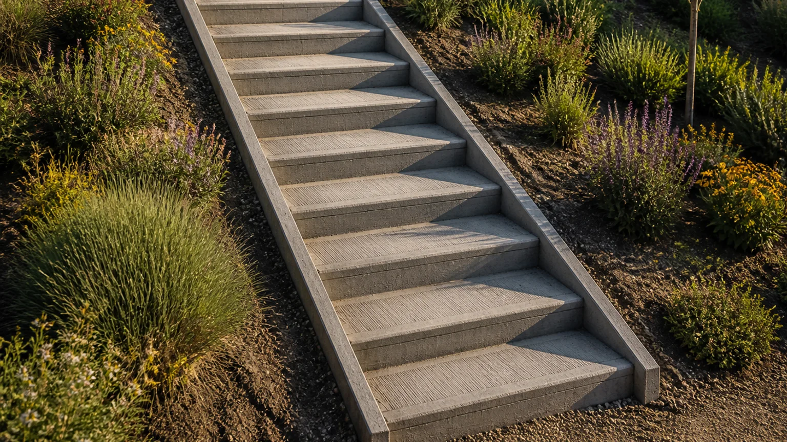 Concrete entry steps leading to a brick porch landing at a traditional American home.